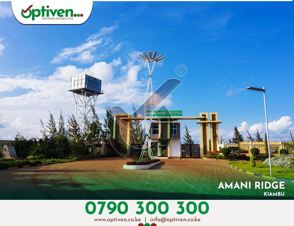 Amani Ridge main gate and landscaped entrance
